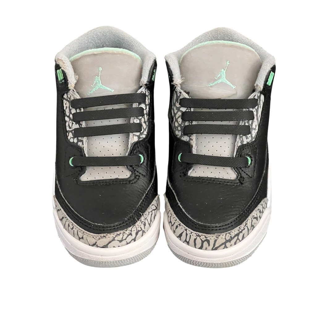 Jordan 3 Retro PS Green Glow Black Wolf Grey DM0966-031 Size 11C Kids Sneakers - Picture 10 of 14